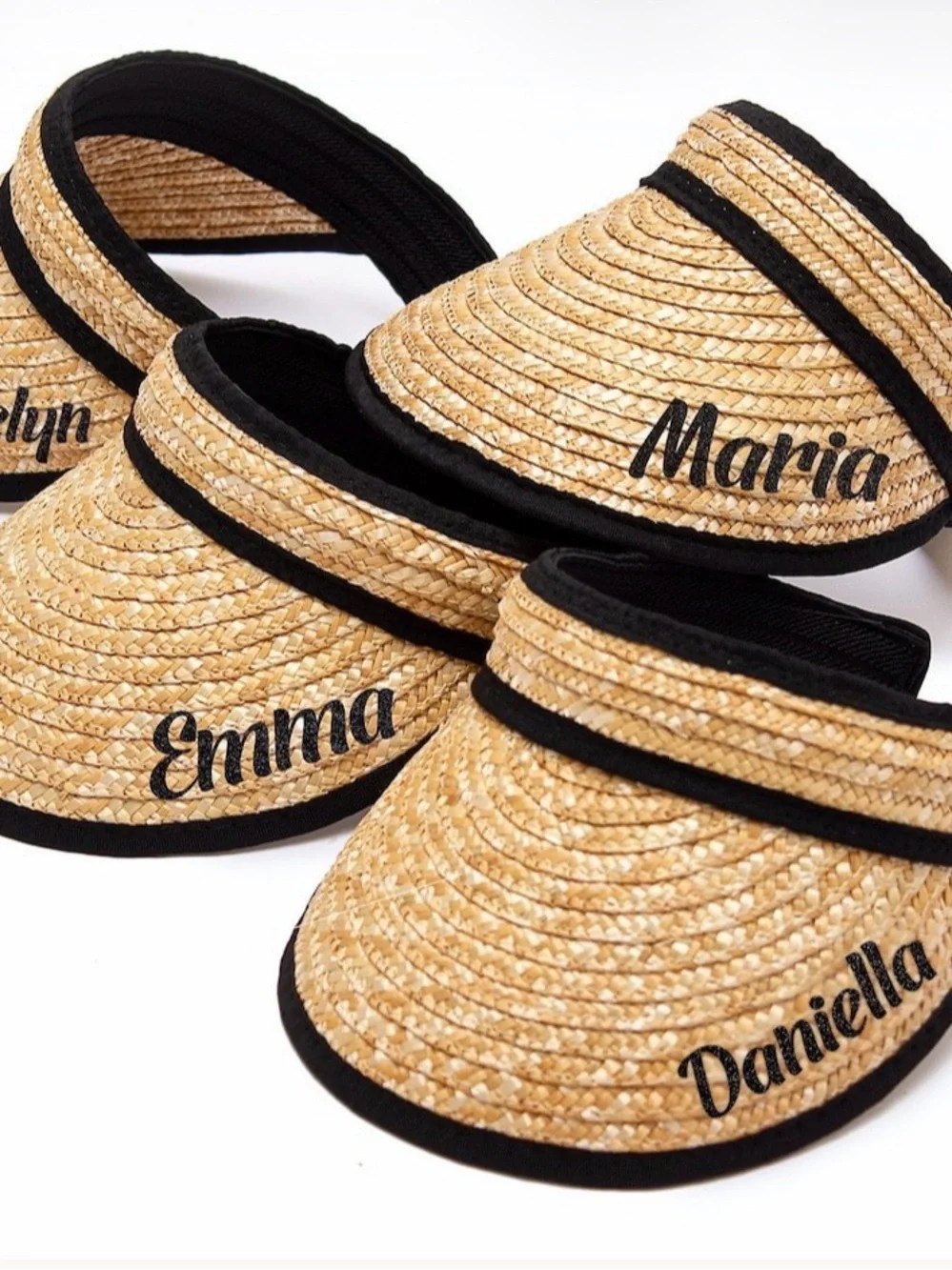 Straw Sun Visors with Black Trim (pack of 12)